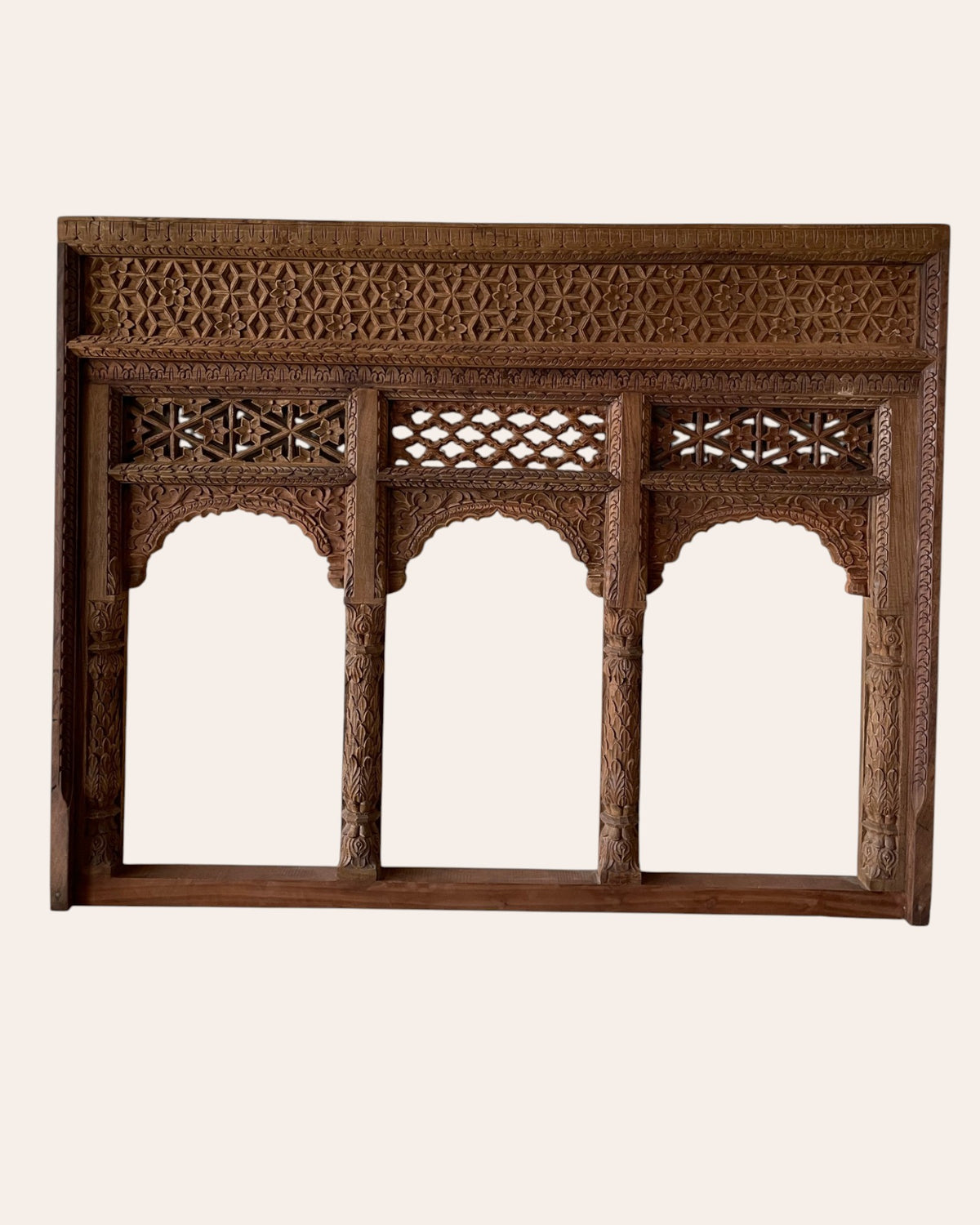 vintage hand-carved triple arch window / triple arch / jharokha window