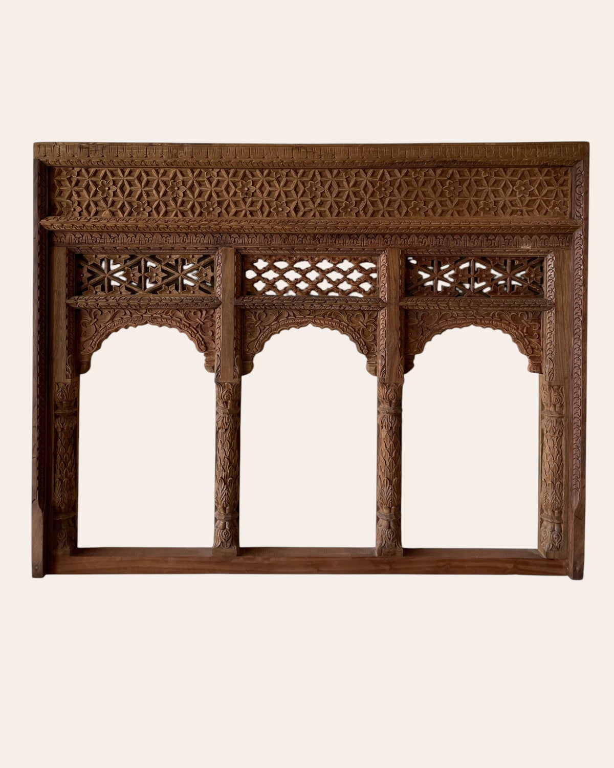 vintage hand-carved triple arch window / triple arch / jharokha window