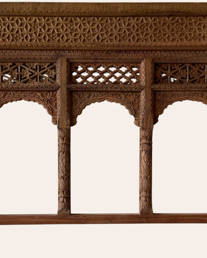 Vintage Hand-Carved Triple Arch Window / Triple Arch / Jharokha Window