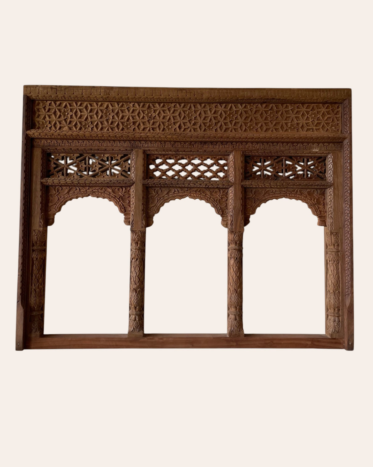 vintage hand-carved triple arch window / triple arch / jharokha window
