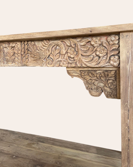 Royal Hand-Carved Console Table Natural Finish
