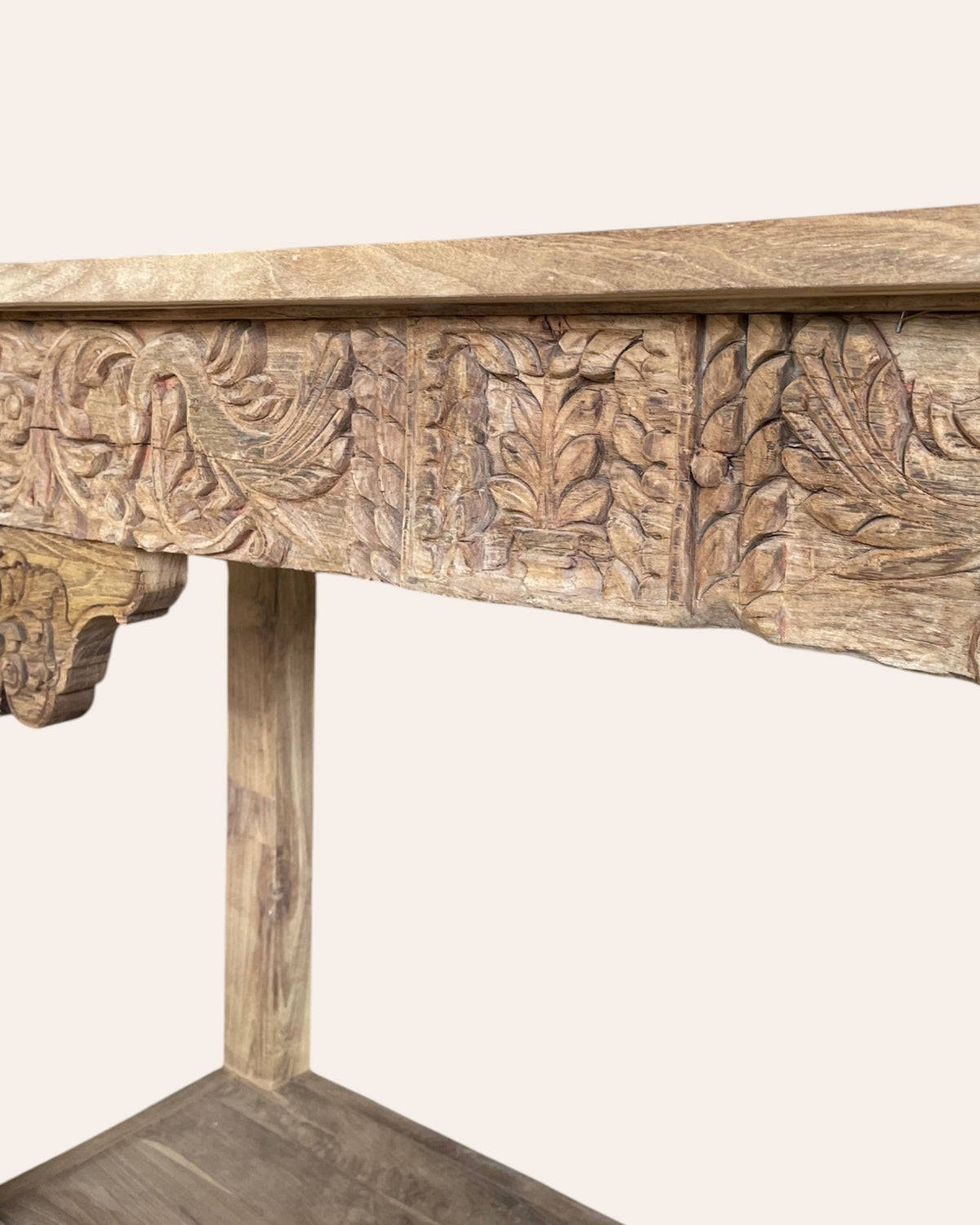 royal hand-carved console table natural finish