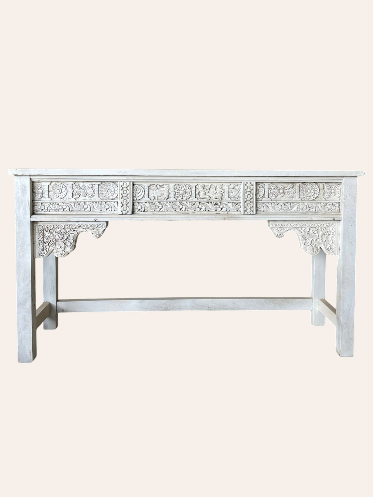 vintage hand-carved indian heritage wooden console table