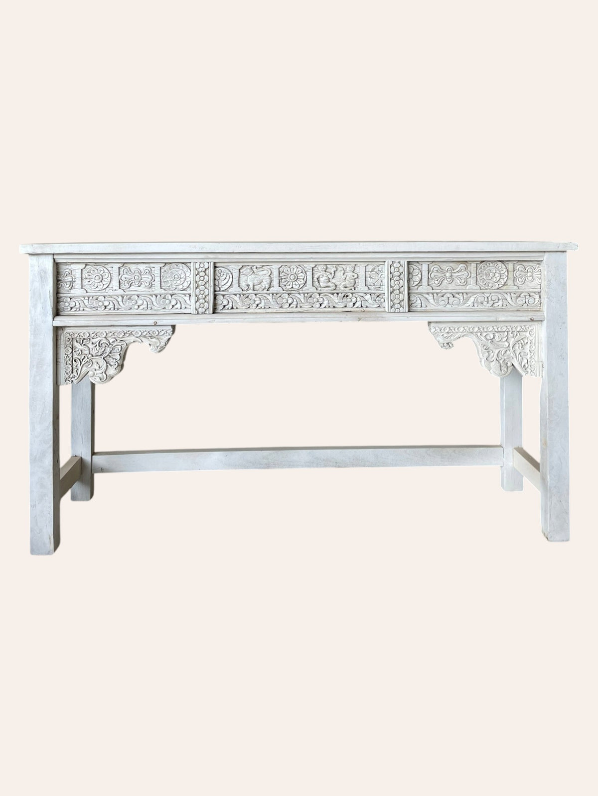vintage hand-carved indian heritage wooden console table
