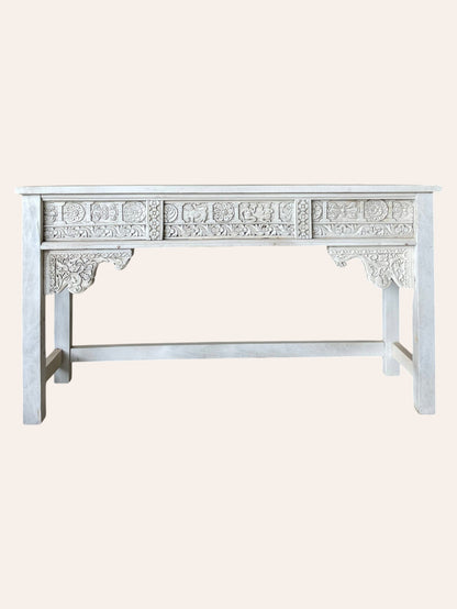 Vintage Hand-Carved Indian Heritage Wooden Console Table