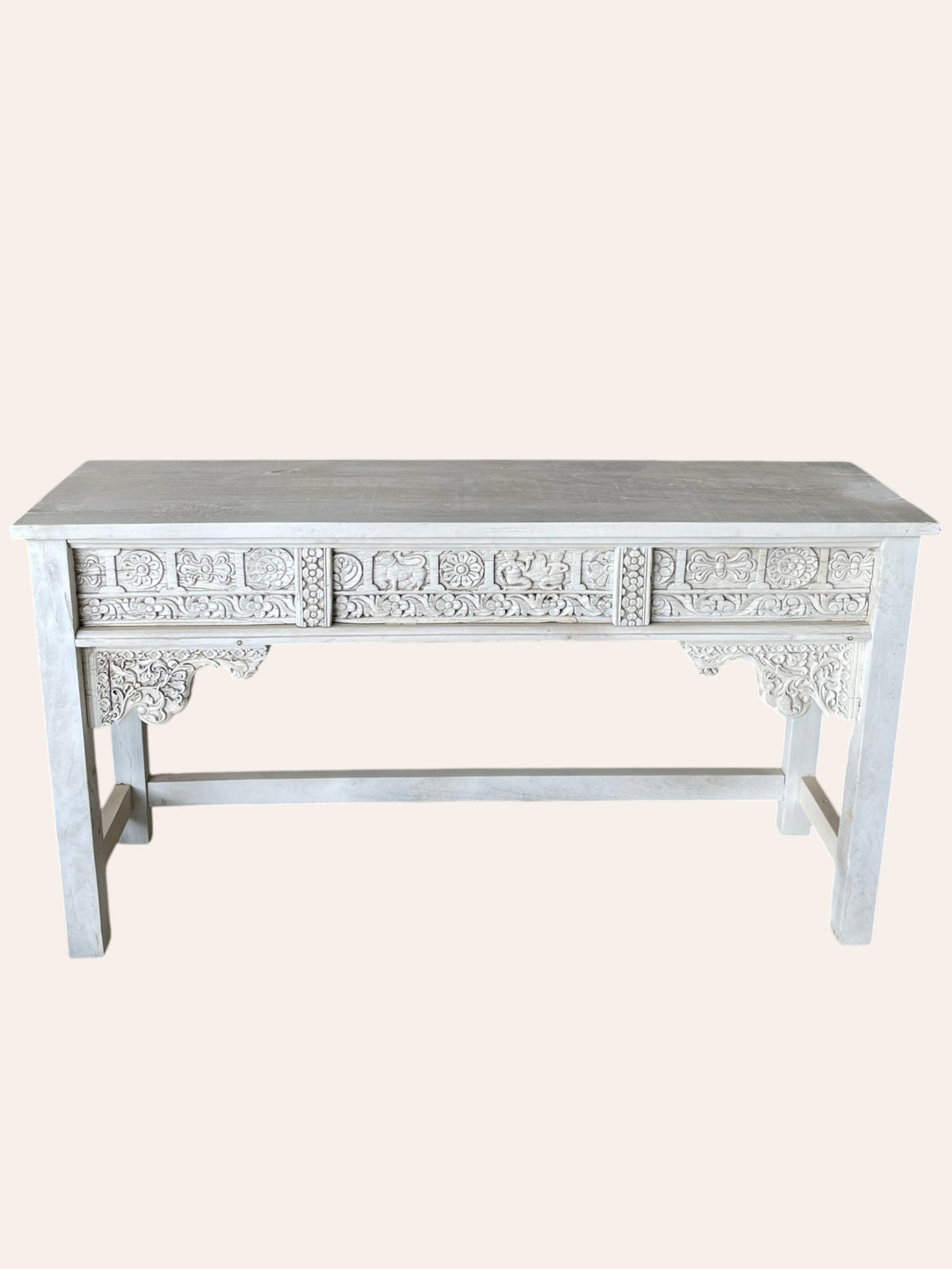 vintage hand-carved indian heritage wooden console table