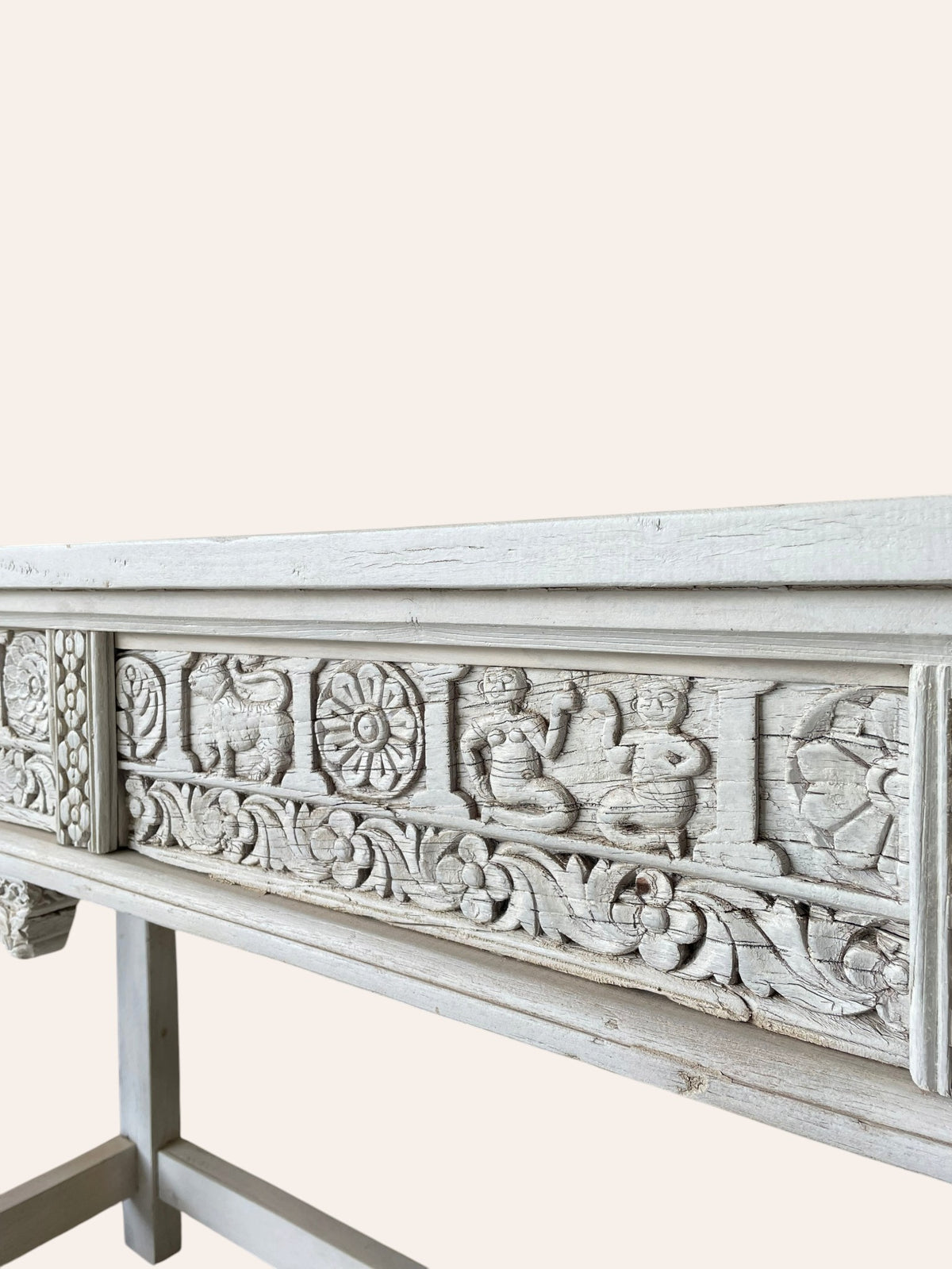 vintage hand-carved indian heritage wooden console table