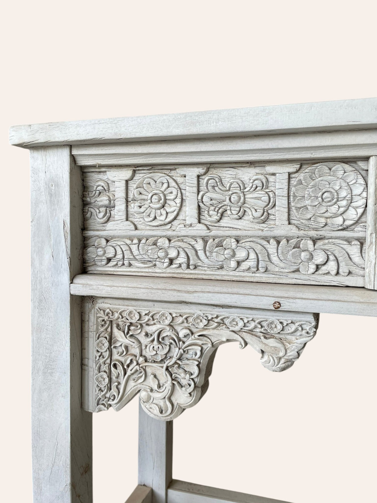vintage hand-carved indian heritage wooden console table