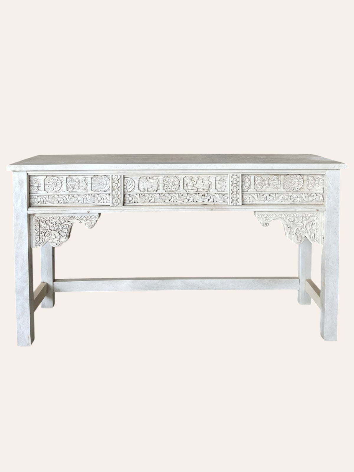 vintage hand-carved indian heritage wooden console table