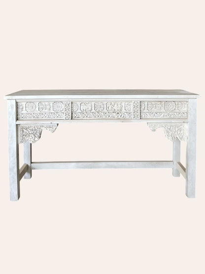 Vintage Hand-Carved Indian Heritage Wooden Console Table