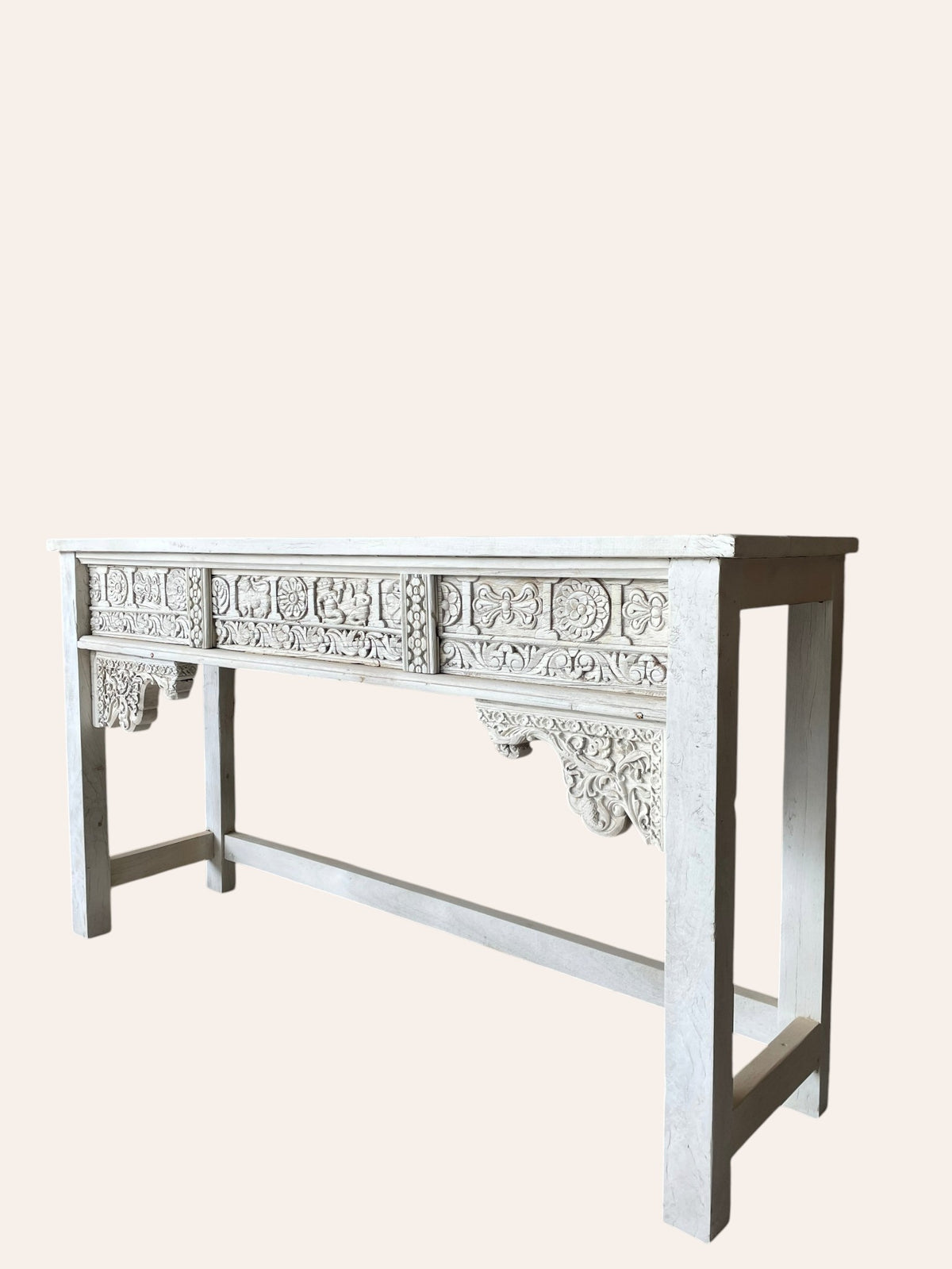 vintage hand-carved indian heritage wooden console table
