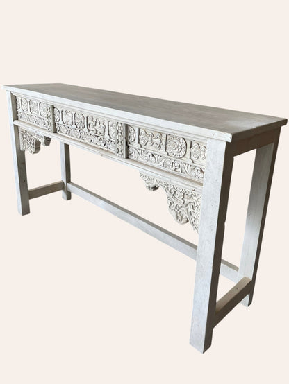 Vintage Hand-Carved Indian Heritage Wooden Console Table