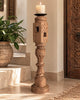 Vintage Carved Wooden Charpai Leg Candle Stand / Statue Holder / Plant Holder - Natural Finish