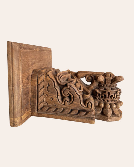 Vintage Hand-Carved Wooden Corbel Wall Shelf