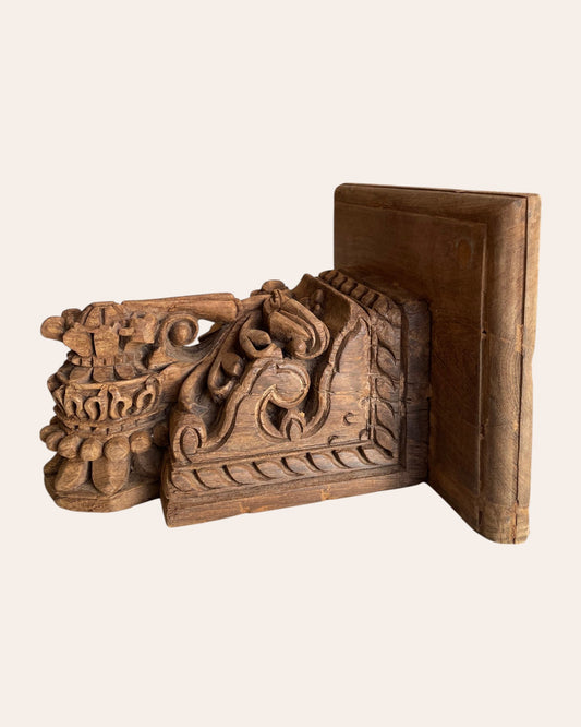 Vintage Hand-Carved Wooden Corbel Wall Shelf