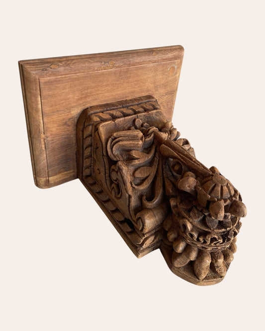 Vintage Hand-Carved Wooden Corbel Wall Shelf