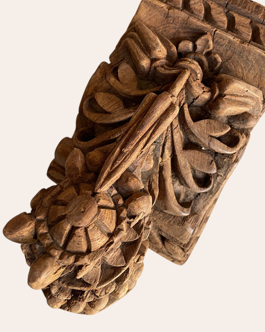 Vintage Hand-Carved Wooden Corbel Wall Shelf