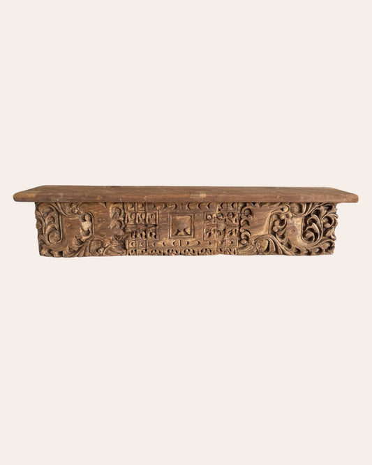 Vintage Hand-Carved Wooden Architectural Wall Shelf