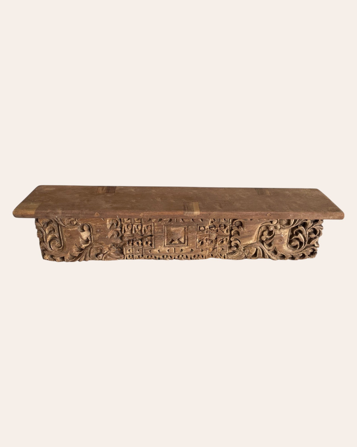 vintage hand-carved wooden architectural wall shelf