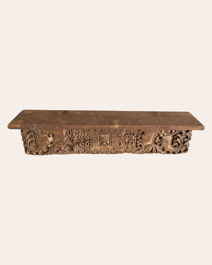 Vintage Hand-Carved Wooden Architectural Wall Shelf