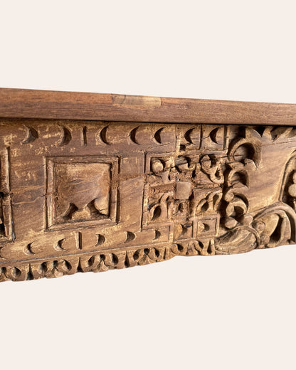 Vintage Hand-Carved Wooden Architectural Wall Shelf