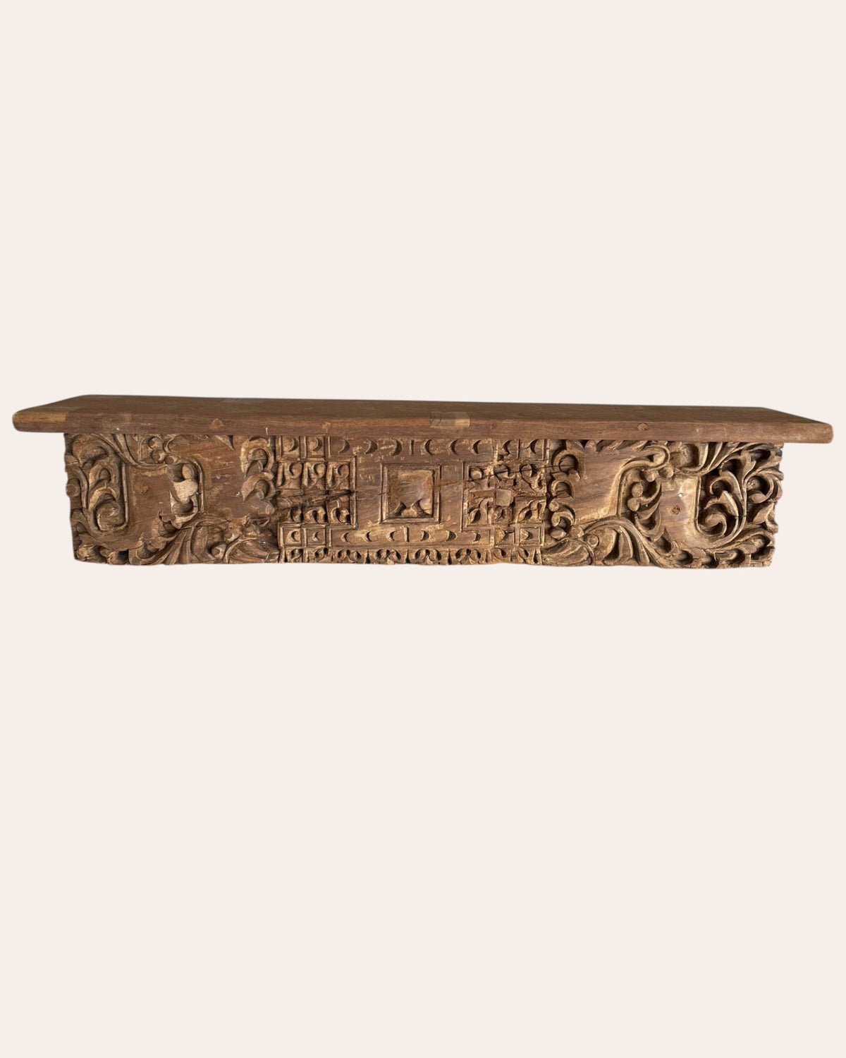 vintage hand-carved wooden architectural wall shelf