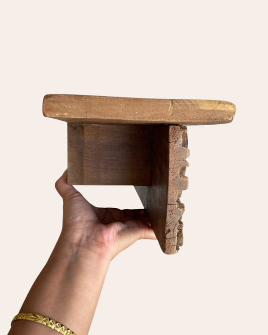 Vintage Hand-Carved Wooden Architectural Wall Shelf