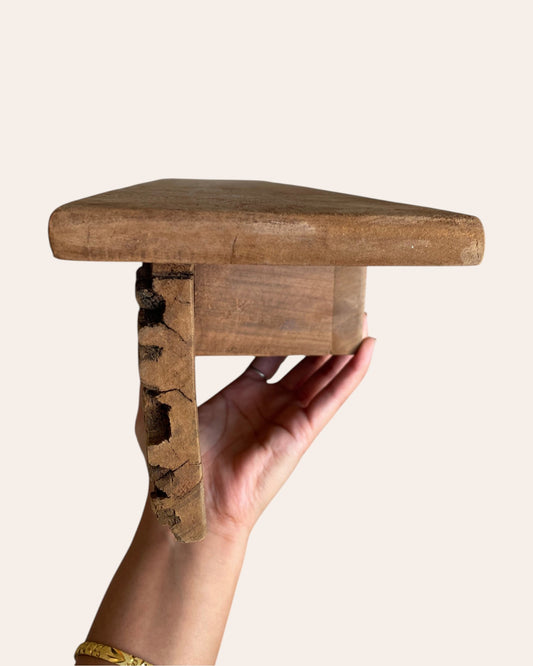 Vintage Hand-Carved Wooden Architectural Wall Shelf