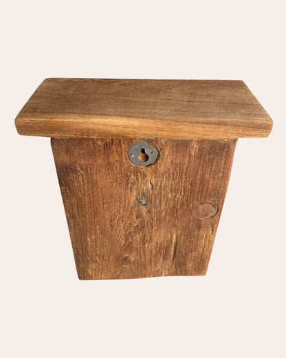 Old Hand-Carved Floral Wooden Wall Shelf With Iron Nail