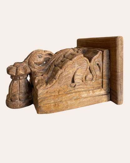 Vintage Hand-Carved Floral Bird Wooden Wall Shelf