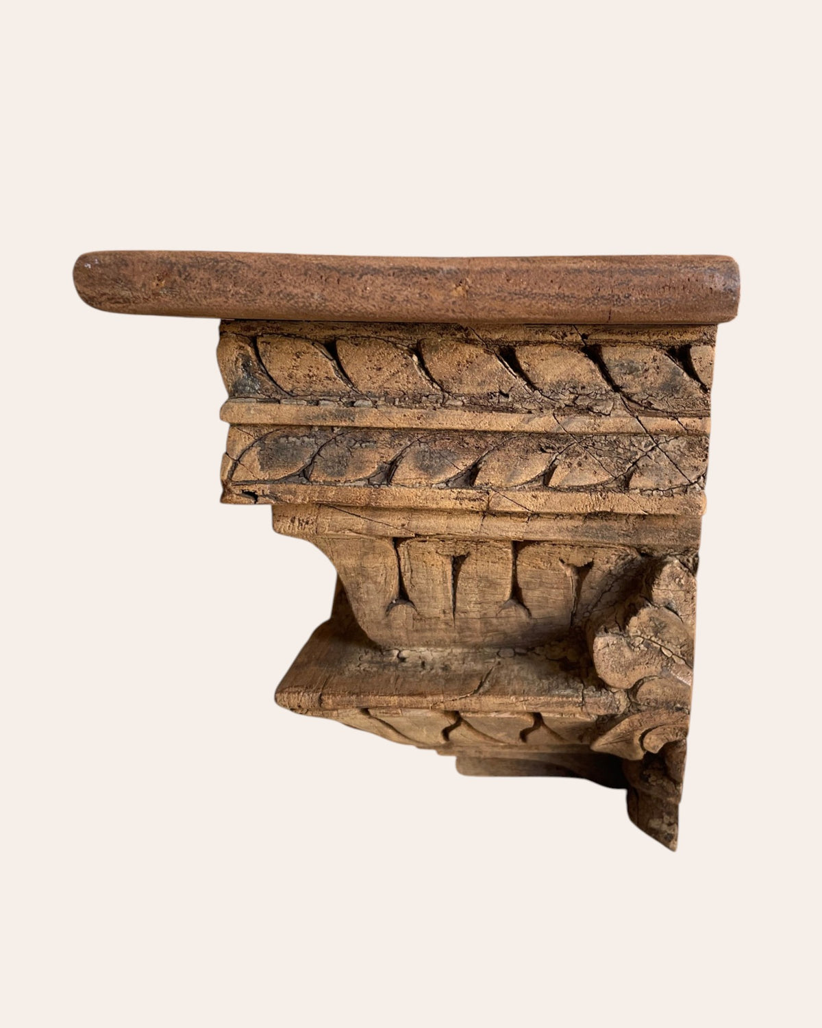 vintage hand-carved peacock wooden bracket