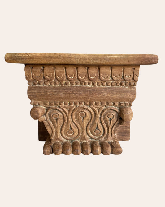 Old Hand-Carved Wooden Corbel Wall Shelf / Ledge