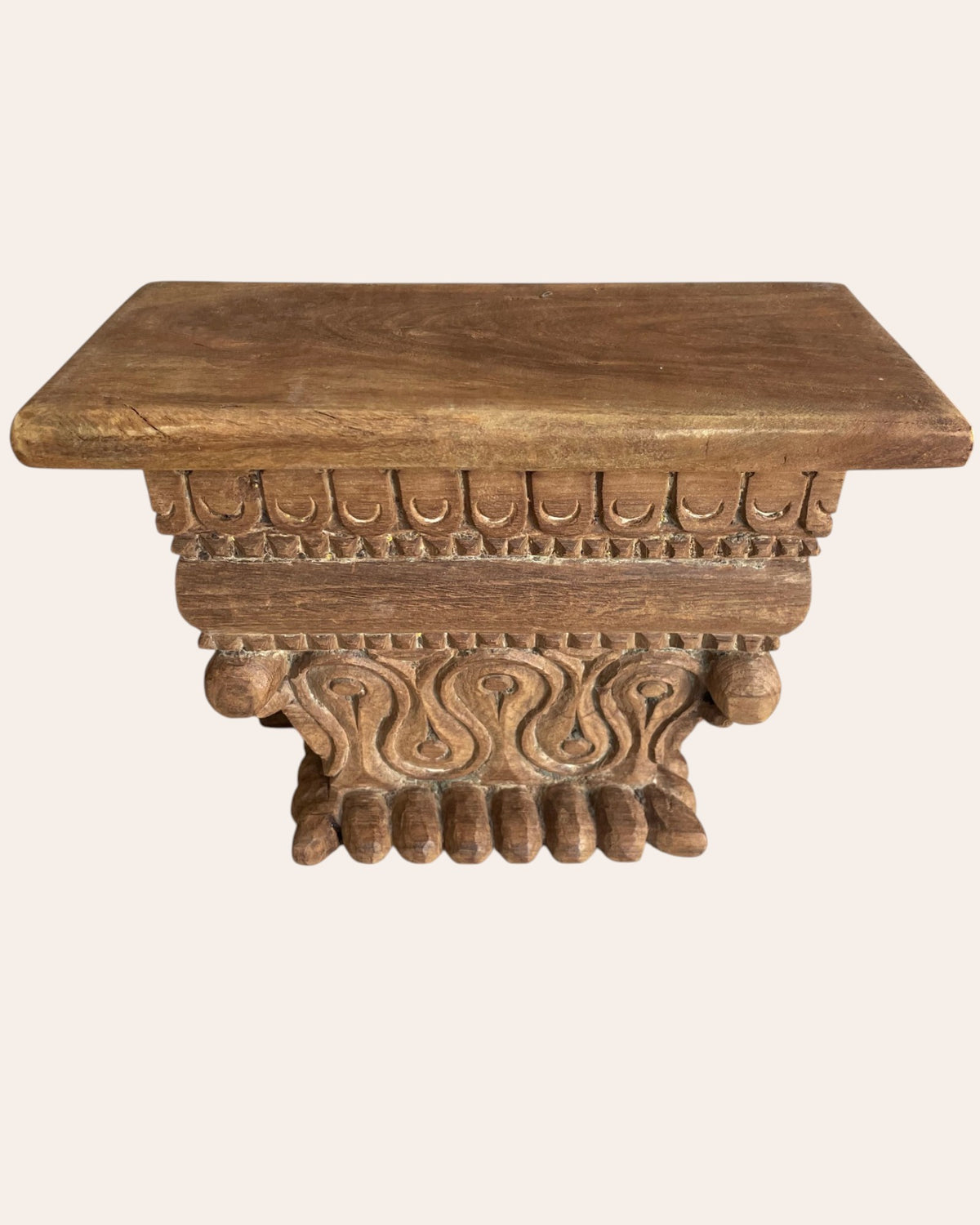 old hand-carved wooden corbel wall shelf / ledge