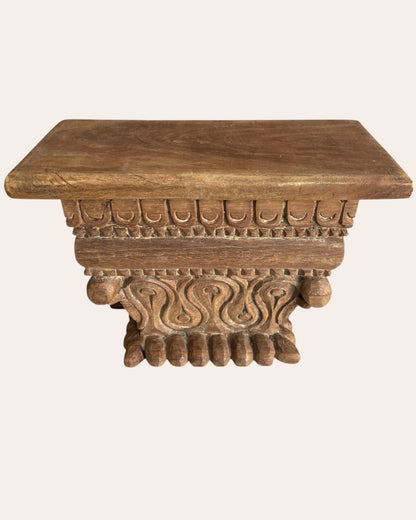 Old Hand-Carved Wooden Corbel Wall Shelf / Ledge