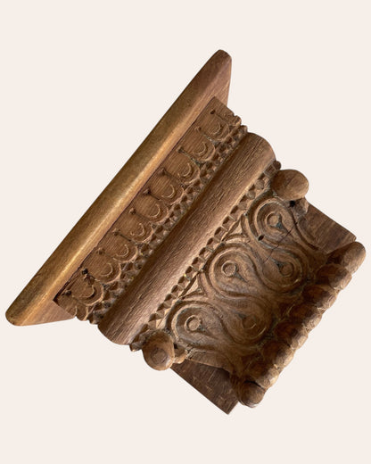 Old Hand-Carved Wooden Corbel Wall Shelf / Ledge