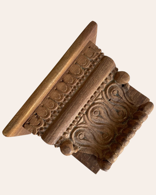 Old Hand-Carved Wooden Corbel Wall Shelf / Ledge