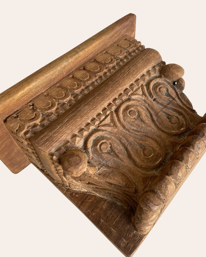 Old Hand-Carved Wooden Corbel Wall Shelf / Ledge