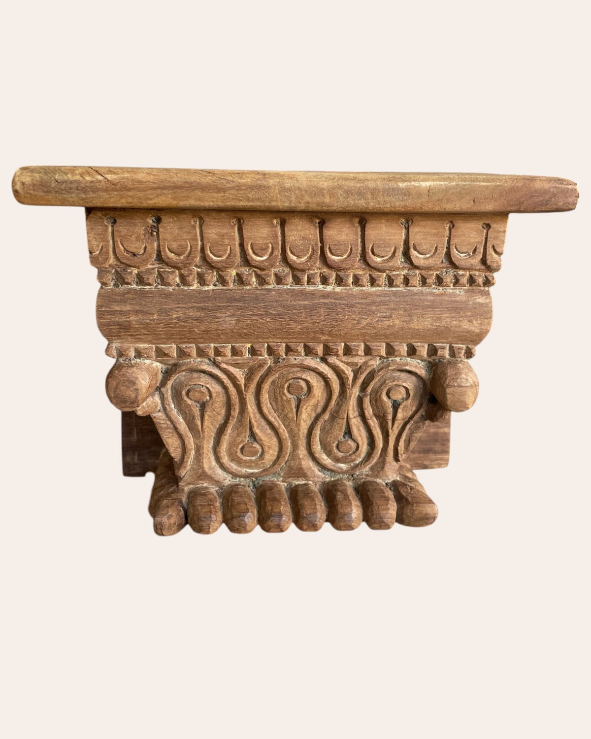 old hand-carved wooden corbel wall shelf / ledge