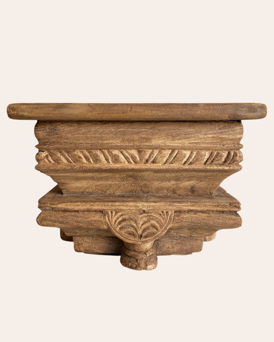 Vintage Floral Wooden Corbel Wall Shelf / Ledge
