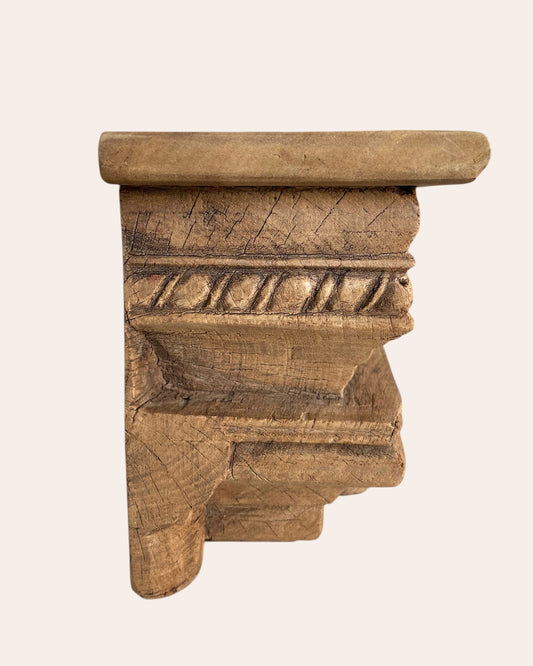 Vintage Floral Wooden Corbel Wall Shelf / Ledge
