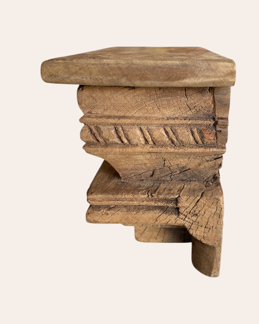 Vintage Floral Wooden Corbel Wall Shelf / Ledge