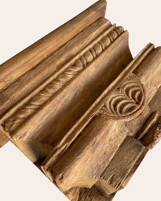 Vintage Floral Wooden Corbel Wall Shelf / Ledge