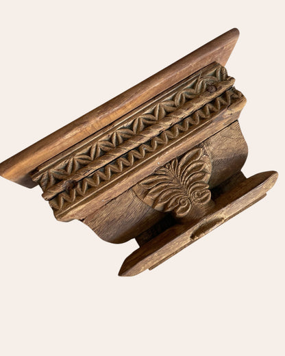 Vintage Hand-Carved Ornamental Wooden Corbel Shelf