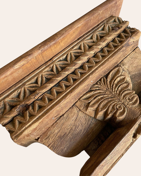Vintage Hand-Carved Ornamental Wooden Corbel Shelf