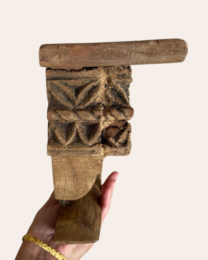 Vintage Hand-Carved Ornamental Wooden Corbel Shelf