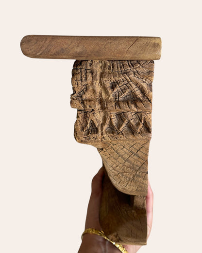 Vintage Hand-Carved Ornamental Wooden Corbel Shelf