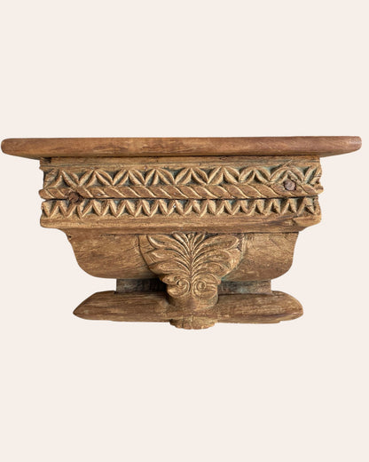 Vintage Hand-Carved Ornamental Wooden Corbel Shelf