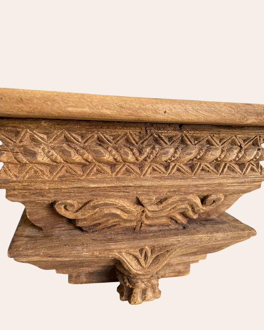 Vintage Hand-Carved & Floral Design Wall Shelf