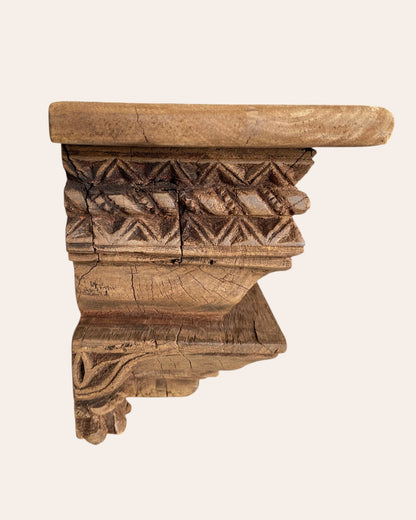Vintage Hand-Carved & Floral Design Wall Shelf