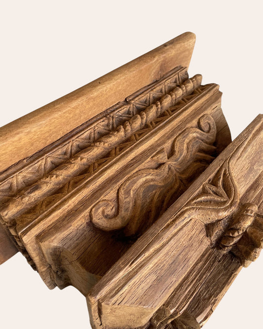 Vintage Hand-Carved & Floral Design Wall Shelf